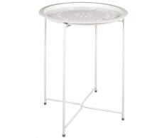 THE HOME DECO FACTORY Mesa Auxiliar de Metal, Color Blanco, 47 x 60 x 47 cm