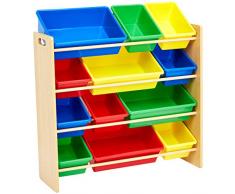 AmazonBasics - Organizador de almacenamiento de juguetes para niños - Natural/Primario