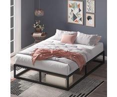 Estructura de cama metálica ZINUS Joseph 25 cm | Base para colchón | Somier de láminas de madera | Almacenamiento debajo de la cama | 135 x 190 cm | Negro