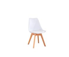 Beat Collection Vintage 20 BEATVINTAGE20 Silla Patas Madera Haya barnizada, Carcasa en Polipropileno con cojín en Polipiel Color Blanco, 2, Unidades
