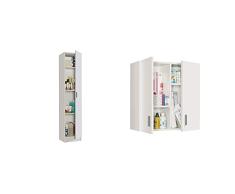 Habitdesign Armario Multiusos, 1 Puerta, Columna + Armario Multiusos para Colgar, Acabado en Color Blanco, Medidas: 59 cm x 60 cm x 26