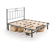 HOGAR24 ES -Thera LM - Somier Reforzado con Espacio de almacenaje para Guardar Todo Tipo de Objetos bajo la Cama + Cabecero de Forja LM en Color Negro. Medida: 135x200 cm