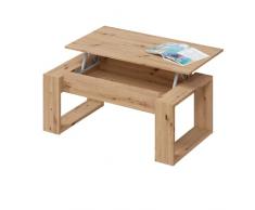 Mesa de Centro elevable, Mesita para Salon, Mesa Auxiliar, Modelo Nova, Acabado en Color Roble Nodi, Medidas: 105 cm (Largo) x 55 cm (Ancho) x 45-54 cm (Fondo)