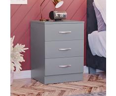 Vida Designs Cómoda de cajones, Metal, Gris, H 56cm x W 40cm x D 36cm