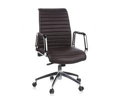 hjh OFFICE 600914 silla ejecutiva ASPERA 10 cuero napa marrón oscuro silla de oficina elegante con brazos ergonomica