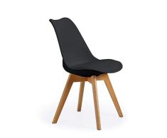 SHIITO | Modelo Otto - Silla de Comedor de Estilo Nórdico | 47 x 42 x 84 - Color Negro | Diseño Sencillo y Elegante | con Patas de Haya