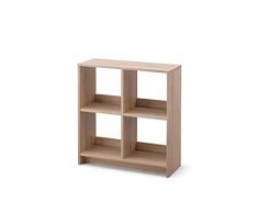 Iris Ohyama, Armadio a giorno, Libreria, Ripiano a 4 scomparti, Grande capacità, Orizzontale e verticale, Ufficio, Camera da letto, Soggiorno - Wood Open Shelf WOS-4 - Marrone chiaro