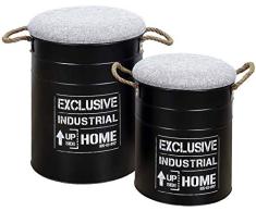 HOME DECO FACTORY HD6791 - Puf Gigogne Baril X2 Dock, Textil-poliéster, Gris-Negro-Gris Claro