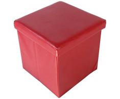 ECHTWERK Banqueta, Piel sintética, Rojo, 38x38x38 cm
