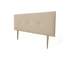 Somnia Descanso - Cabecero de Lujo Acolchado Miami, con Patas, Tapizado en Polipiel de Alta Gama, Beige, 145 x 60 cm (Cama 135-140)