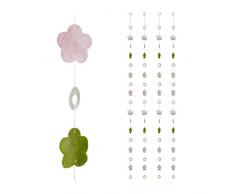 Relaxdays Cortinas con Conchas, Ventana, Puerta & Balcón, Divisorias, Tiras, 180 cm, 4 Uds, Flor, nácar, Metal, Blanco, Verde y Rosa