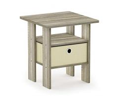 Furinno Andrey Mesa Auxiliar, Roble, Sonoma Oak/Marfil, 39.37 x 39.37 x 44.45 cm