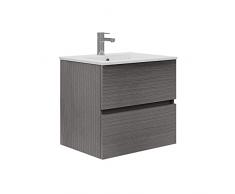 Baikal Mueble de Baño Onyx. Suspendido en Pared, con Lavabo cerámico. Varios Acabados y Medidas. Mueble Montado. 2 CAJONES 70 Ceniza