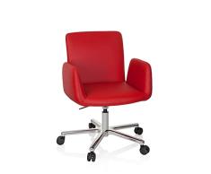 hjh OFFICE 600997 Silla de Oficina DESIGNIA Piel sintética Rojo, Sillón de diseño Moderno, Asiento Acolchado cómodamente con reposabrazos