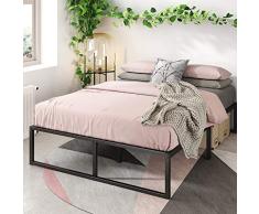 Zinus Lorelai 36 cm Marco de Cama con Plataforma de Metal | Soporte de láminas de Metal | Espacio de Almacenamiento Debajo de la Cama | Fácil de Montar | 140 x 190 cm | Negro
