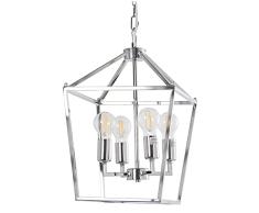 DRW Lampara de Techo de Metal y Cristal en Cromado y Transparente 31x31x46cm