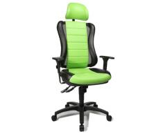Topstar HE30PS105X Silla de Escritorio de Oficina, Head Point RS con reposabrazos y Cabezal, Dos Colores Acolchado Verde/Negro