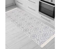 Fashion4Home Alfombra de Pasillo - Tepiche para salón, Dormitorio, Cocina, habitación de los niños, Cuarto de baño, Alfombra Boho Kelim - Alfombra de Pasillo Alfombra Gris Claro, tamaño: 60 x 180 cm