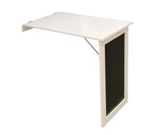 HOME DECO FACTORY HD6738 Home Deco Factory-HD6738 – Mesa de Pared Plegable con Pizarra para Ahorrar Espacio, Madera, Blanco, 50x76x75 cm