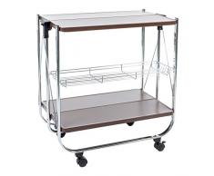 Iris Ohyama, Servicio de cocina, almacenamiento, 2 estantes, 1 cesta de almacenamiento, con ruedas, cocina, sala de estar - Kitchen Wagon CW-005 - Marrón