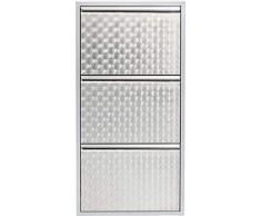 Kare Design Zapatero a 3 Solapas Carusa, Plata, 103x50x14cm