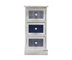 Rebecca Mobili Mesilla Ahorra Espacio, cómoda compacta con 3 cajones, Madera, Blanco Gris Azul, diseño Vintage, Muebles Sala de Estar Dormitorio - Medidas: 59,5 x 30 x 25 cm (AxANxF) - Art. RE6081