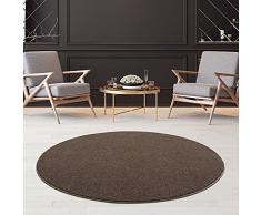 Fashion4Home - Alfombra de Pelo Corto de Color Liso para salón, habitación de los niños, Dormitorio, Estudio, Oficina, Pasillo y Cocina, Color: marrón/Topo, tamaño: 80 cm, Redonda