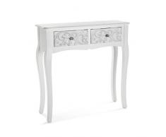 Versa Anjali Mueble Recibidor Estrecho para la Entrada o el Pasillo, Mesa Consola, con 2 cajones, Medidas (Al x L x An) 80 x 25 x 80 cm, Madera, Color Blanco