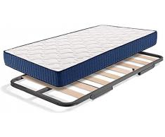 HOGAR24 ES Somier Inferior de Cama Nido, Arrastre con Ruedas + Colchón Viscorelax, 80x190 cm