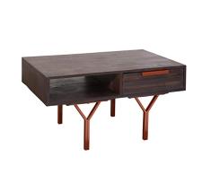 WOHNLING WL5.616 Mesa de saln, Madera Maciza, Gris, 93x58x20 cm