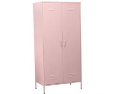 DRW Armario con 2 Puertas de Metal en Rosa 85x50x180cm, alt.Patas 15cm