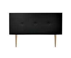 DUÉRMETE ONLINE Cabecero Premium Acolchado Modelo Milán, con Patas, Tapizado en Polipiel de Alta Gama, Madera, Negro, 160 x 60 cm (Cama 150)