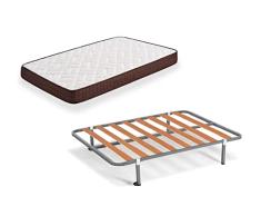 HOGAR24 ES Cama Completa-Colchón Viscobrown Reversible + Somier Basic + 4 Patas, 90x200