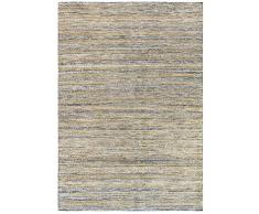 HAMID - Alfombra Yute Lana Olivia, Alfombra Lana y Yute, Tejida a Mano Tejida para Salon, Dormitorio, Sala de Estar Color Azul Jaspeado, (200x290cm)