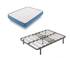 HOGAR24 ES Cama Completa - Colchón Viscoelástico Viscorelax + Somier Multiláminas (2 Somieres de 90cm con Abrazadera) + 8 Patas de 32cm, 180x180 cm