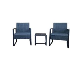 Möbilia® Conjunto de Muebles de jardín, 5 Piezas de polirratán, Metal, L = 0 x B = 0 x H = 0 cm, Color Antracita, Cojines Grises