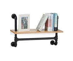Relaxdays Estante de Pared, Hierro Fundido, Negro, 24x60x41.5 cm
