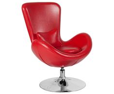 Flash Muebles Huevo Serie Lado recepción Silla, Piel sintética, Red Leather, 49 and Under