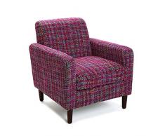 Versa 19501366 Sillón Rosa Vesna, Madera y algodón, 71 x 77 x 65 cm