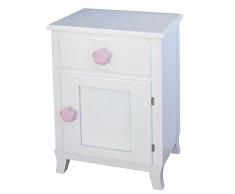 Juvenilesoutlet Mesita de Noche Infantil con Puerta Flores (Pomo Flor Rosa)