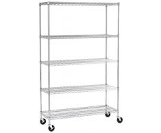 Seville Classics she184 95zb Cargas Pesadas Estantería con 5 baldas y Ruedas, 121,9 x 45,7 x 182,9 cm, galvanizado