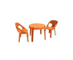 resol Rita set infantil de 2 sillas y 1 mesa para interior, exterior, jardín - color naranja