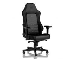 noblechairs Hero Silla de Gaming - Silla de Oficina - Cuero Auténtico - Diseño de Asiento de Carreras - Negro