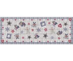 VILBER Alfombra Bells Gris (52x140x0,2 cm), PVC Poliester, Antideslizante, Lavable, Resistente al Calor, con Posibilidad de Caminos de Mesa y Manteles Individuales a Juego.