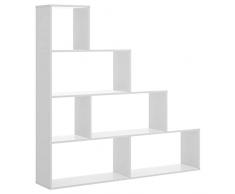LIQUIDATODO ® - Estanteria en escalera de 4 huecos moderna y barata 145 cm en blanco brillo