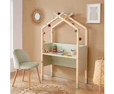 BAÏTA TINY01 Escritorio Infantil Tipi, Madera de Pino, Verde, L100cm
