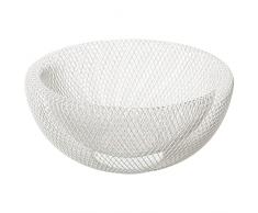 DRW Frutero Redondo de Rejilla de Metal en Blanco 25x12cm