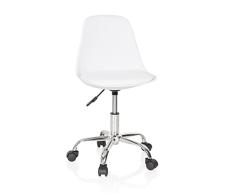 hjh OFFICE 742014 Silla Giratoria para Niños Fancy II Piel sintética Blanco, Sillas de Escritorio Infantiles, Ajustable en Altura, Silla Juvenil