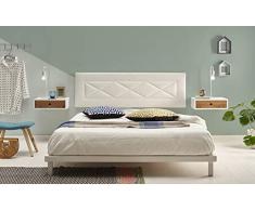 Cama express Cabecero Tapizado R55, Color Blanco, Medida: 155 cm