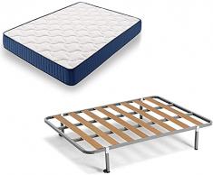 HOGAR24 VL94- Colchón Viscoelastico + Somier Basic con Patas, Medida 135x190 cm. Higiénico-Transpirable.